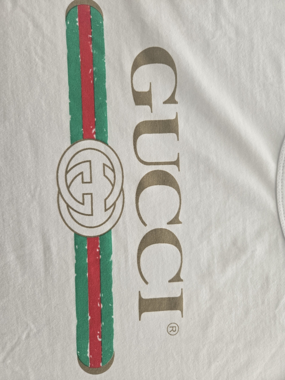 Gucci White Logo Tee with Green & Red Stripe - Picture 4 of 6